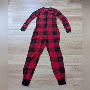 Plaid Red and Black Women's Sleepwear Onesie